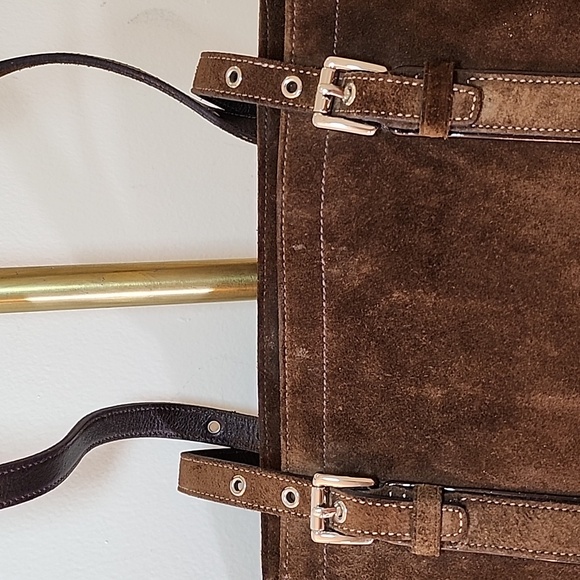 Coach Y2K Chocolate  Hampton Double Strap Suede Tote Brown Expresso Bag - Picture 10 of 16